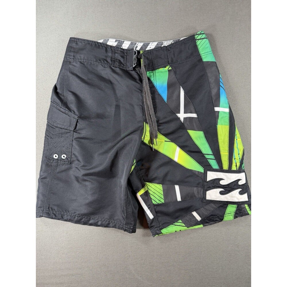Billabong Rising Sun Board Shorts Mens Sz 32 10" Black Surf Swim M127JRIB